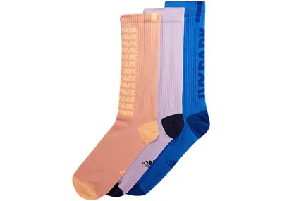 Pre-owned Adidas Originals Ivy Park Ribbed Marble Socks (3 Pairs) In Ambient Blush/purple Glow/glory Blue