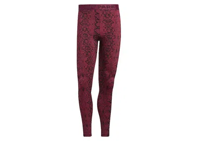 Pre-owned Adidas Originals Ivy Park Snakeskin Allover Print Baselayer Tights (mens) In Cherry Wood/black In Multi