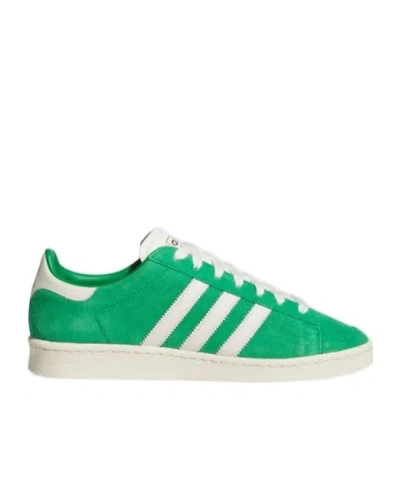 Adidas Originals Suede Round Toe Sneakers With Herringbone Motif In Green
