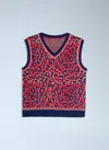 Adidas Originals Adidas X Wales Bonner Leopard Pattern V-neck Sweater Vest In Red