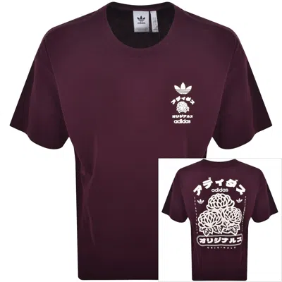 Adidas Originals Japan Florals T Shirt Maroon In Burgundy