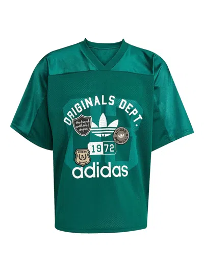 Adidas Originals Jersey V-neck T-shirt In Green