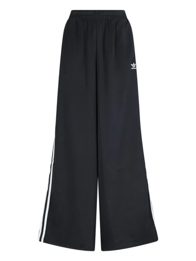 Adidas Originals Wide-leg Satin Track Trousers In Black  