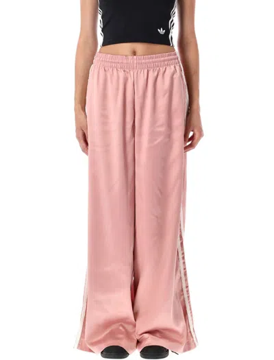 Adidas Originals Satin Jogging Trousers Side Stripes In Pink