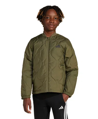Adidas Originals Kids' Juniors Light Padded Jacket In Olive Strata,black