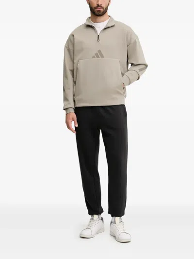 Adidas Originals Kangaroo-pocket Half-zip Sweatshirt In Gray