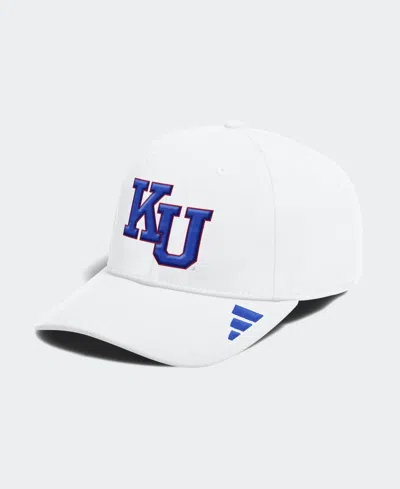 Adidas Originals Kansas Jayhawks Structured Embroidered Stretch Baseball Cap In White