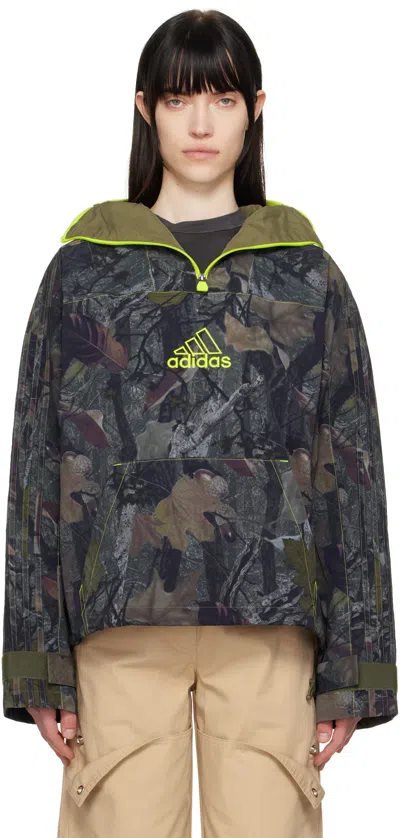 Adidas Originals Khaki Camo Q1 Jacket In Olive Strata
