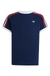 Adidas Originals Kids' 3-stripes Cotton T-shirt In Blue