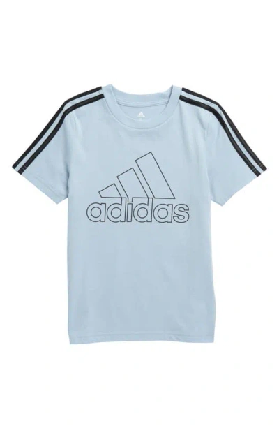 Adidas Originals Kids' 3-stripes Graphic T-shirt In Light Blue