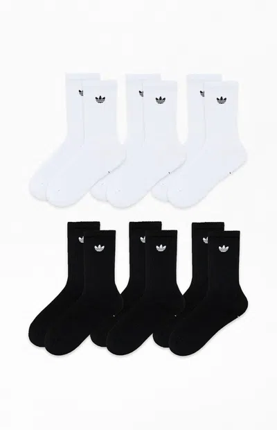 Adidas Originals Kids 6 Pack Originals Trefoil Crew Socks In Black/white In Multi
