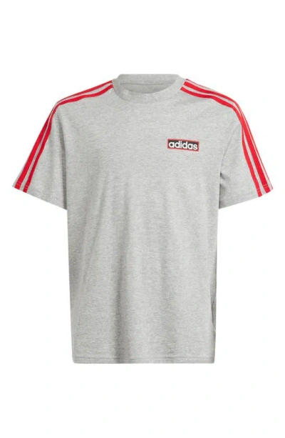 Adidas Originals Kids' Adibreak Graphic T-shirt In Medium Grey Heather/better Scarlet