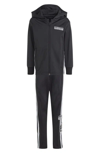 Adidas Originals Kids' Adibreak Zip Hoodie & Track Pants Set In Black/ White
