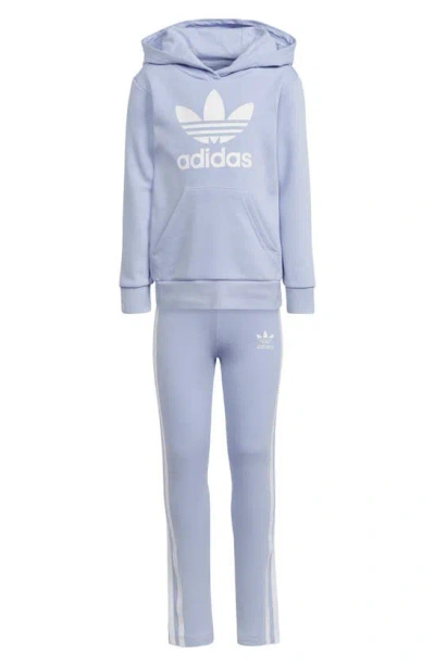 Adidas Originals Adidas Kids' Adicolor Hoodie & Leggings Set In Purple/white