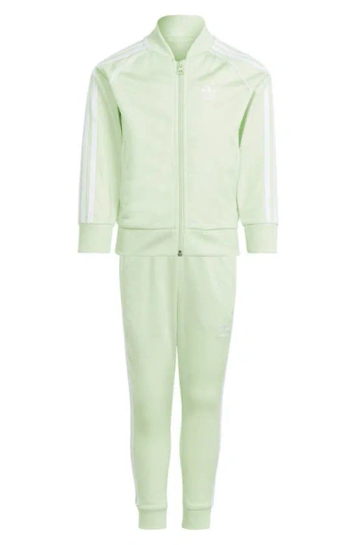 Adidas Originals Kids' Adicolor Superstar Recycled Polyester Track Jacket & Trousers Set In Semi Green Spark