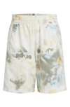 Adidas Originals Kids' Allover Logo Wash French Terry Shorts In Off White