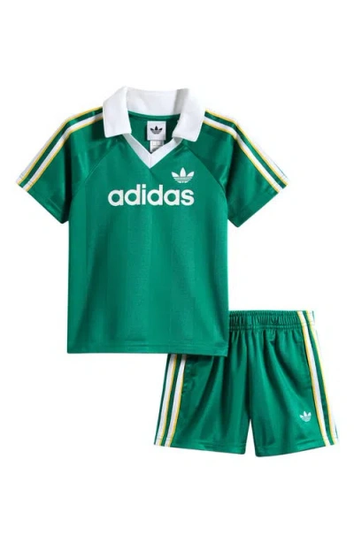 Adidas Originals Kids' Archive Soccer Jersey & Shorts Set In Green
