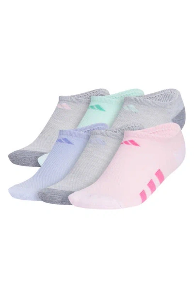 Adidas Originals Kids' Athletic Cushioned Low Cut Socks In Heather/ Grey/ Aqua Blue