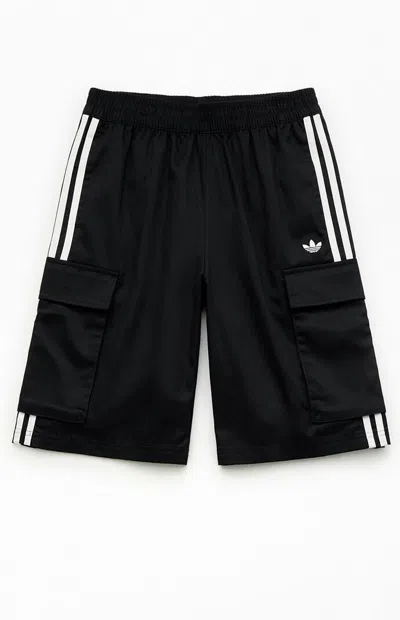 Adidas Originals Kids Black 3-stripes Cargo Shorts