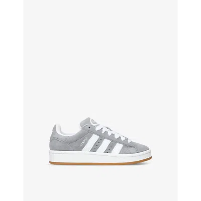 ADIDAS ORIGINALS GREY/LIGHT KIDS' CAMPUS 00S BRAND-STRIPE LOW-TOP SUEDE TRAINERS