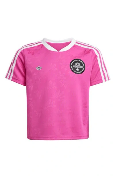 Adidas Originals Kids' Contrast Binding Crop T-shirt In Pink