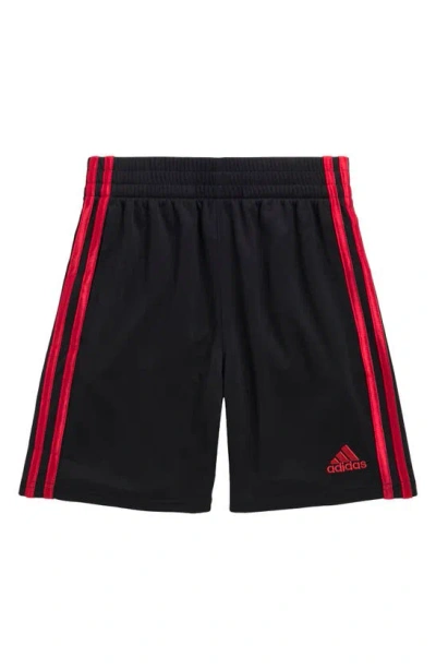 Adidas Originals Kids' Core 3-stripe Mesh Shorts In Black/ Red