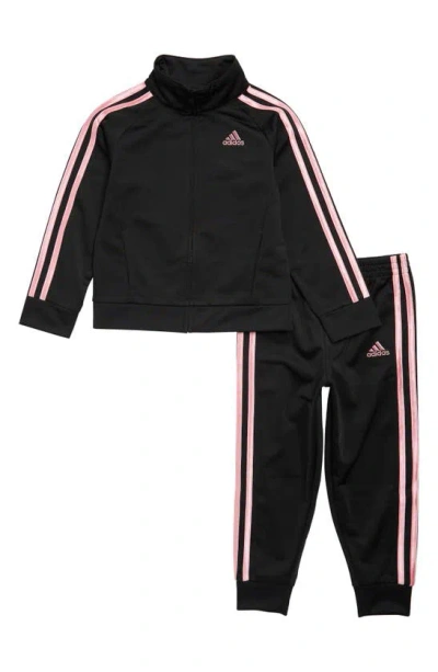 Adidas Originals Kids' Core Tricot Tracksuit In Black W/ Light Pink