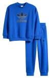Adidas Originals Kids' Crewneck Sweatshirt & Joggers Set In Blue