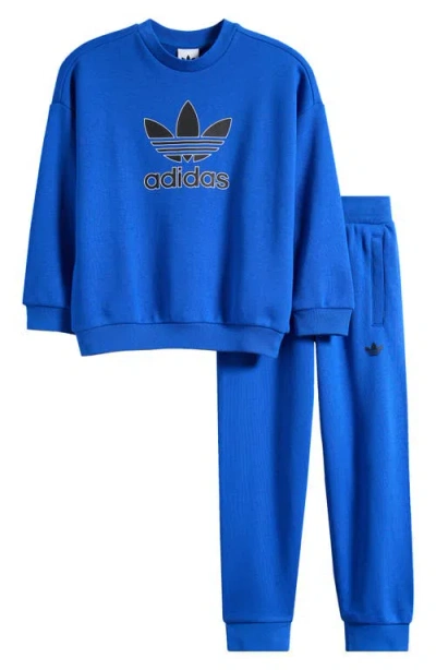 Adidas Originals Kids' Crewneck Sweatshirt & Joggers Set In Blue