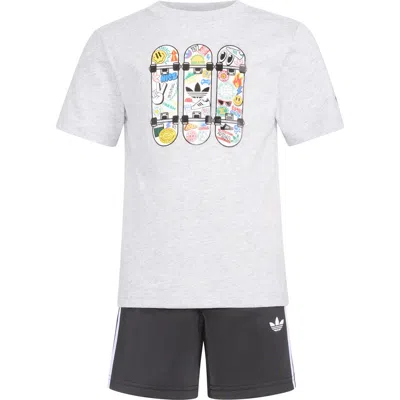 Adidas Originals Kids' Firebird T-shirt & 3-stripes Shorts Set In Multi