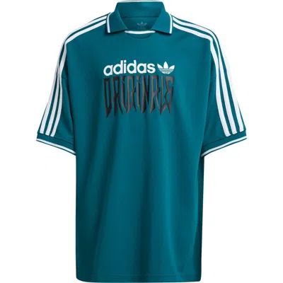 Adidas Originals Kids' Football Collared T-shirt In Legacy Teal