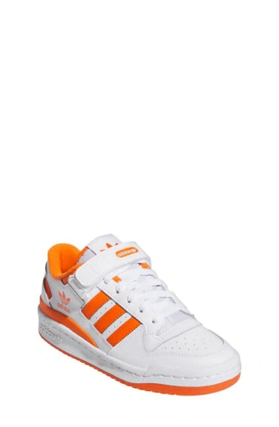 Adidas Originals Kids' Forum Basketball Trainer In White/ Orange/ White