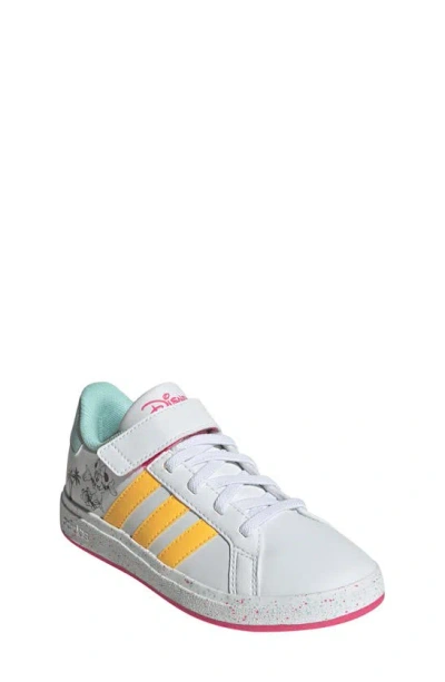 Adidas Originals Kids' Grandcourt X Disney Sneaker In White/ Spark/ Pulse Magenta