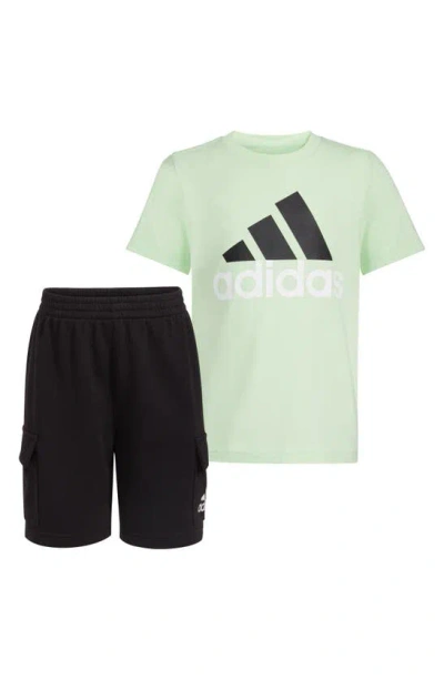 Adidas Originals Kids' Toddler & Little Boys 2-pc. Logo Graphic T-shirt & French Terry Cargo Shorts Set In Semi Green Spark