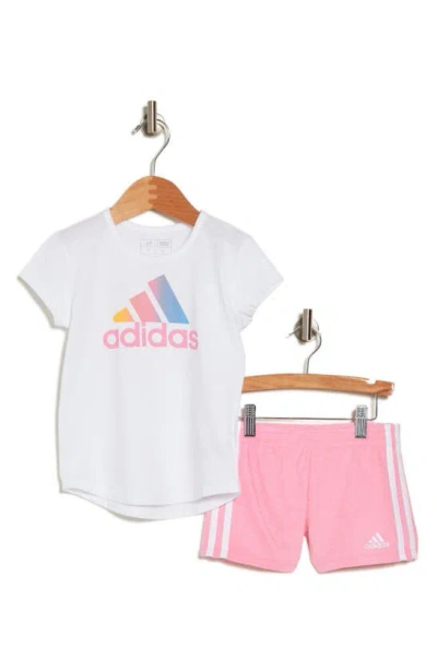 Adidas Originals Kids' Graphic T-shirt & Terry Shorts Set In White