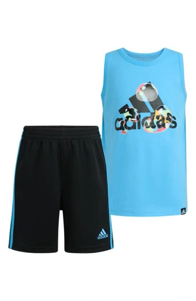 Adidas Originals Adidas Kids' Graphic Tank & Mesh Shorts Set In Semi Blue Burst