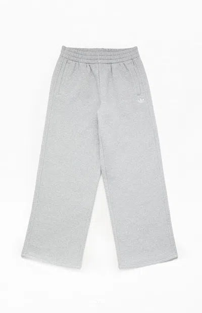 Adidas Originals Kids Heather Grey Essentials Wide Leg Baggy Sweatpants In Heather Gray