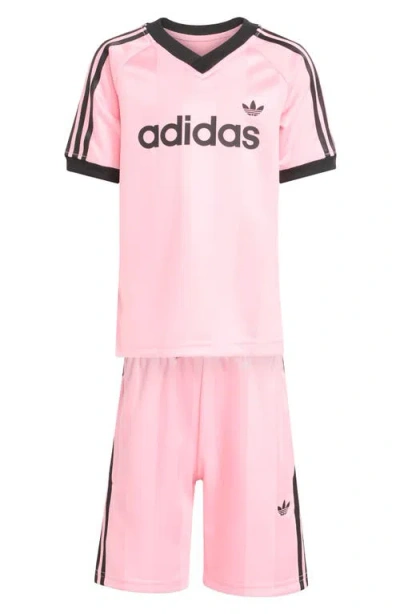 Adidas Originals Kids' Jacquard Jersey & Shorts Set In Pink