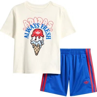 Adidas Originals Kids' Logo Graphic T-shirt & Shorts Set In White