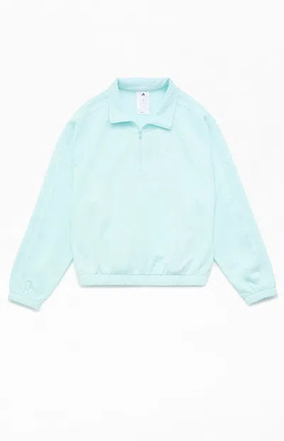 Adidas Originals Kids Mint Half Zip Pullover Sweatshirt In Blue