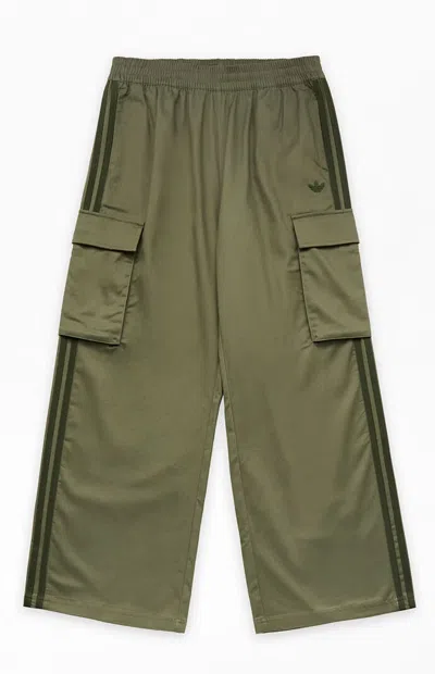 Adidas Originals Kids Olive 3-strips Cargo Pants In Gray