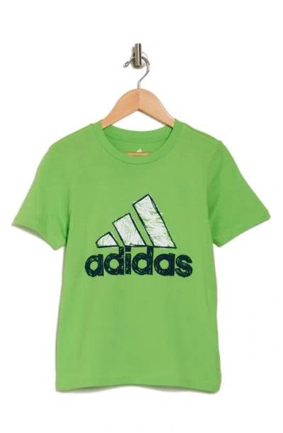 Adidas Originals Kids' Sketchy Logo Cotton Graphic T-shirt In Bright Green