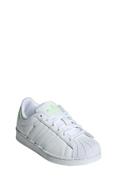 Adidas Originals Kids' Superstar Sneaker In White/ Green Spark/ White