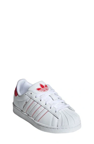 Adidas Originals Kids' Superstar Sneaker In White/ Scarlet/ White