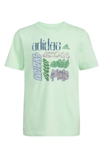 Adidas Originals Adidas Kids' Text Logo Graphic T-shirt In Semi Green Spark