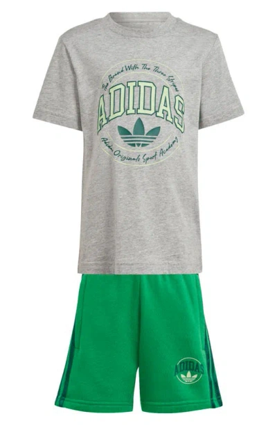 Adidas Originals Adidas Kids' Vrct Graphic T-shirt & Shorts Set In Medium Grey Heather
