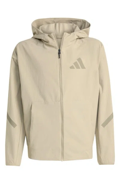 Adidas Originals Kids' Z-n-e Woven Travel Hooded Jacket In Neutral