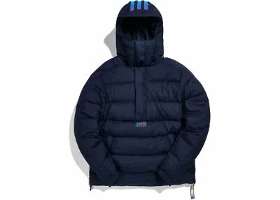 Pre-owned Adidas Originals Kith X Adidas Terrex Men's Navy Down Anorak Coat Ge3224 In Blue