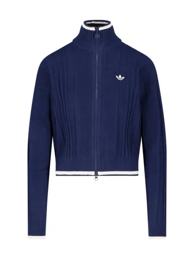 Adidas Originals Knit Zip Hoodie In Blue