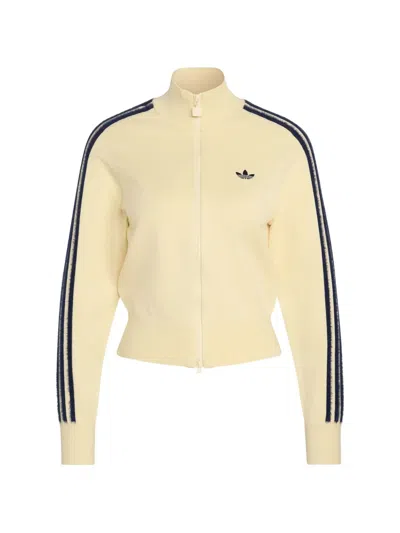 Adidas Originals Firebird Slim-fit Track Top With Ribbed High Neck And Zip In Cream Blue